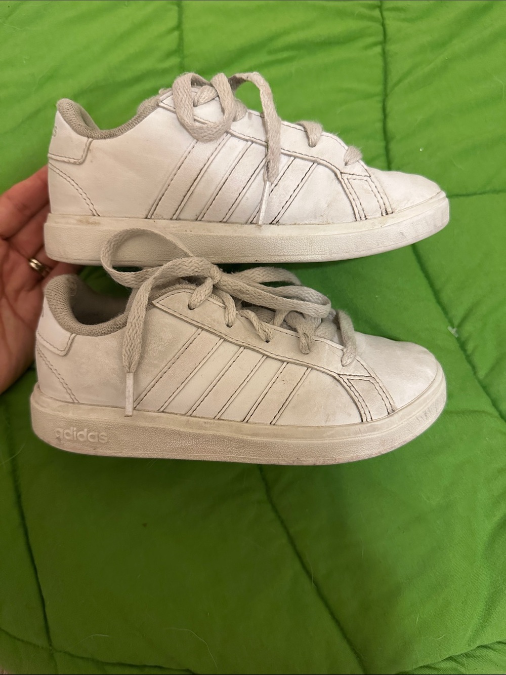 adidas Kids White Low-Top Sneakers with Signature Three-Stripes